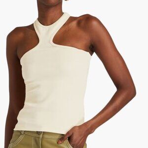 RÓHE Ribbed stretch-cotton Jersey Cut-a-way Tank in Natural White